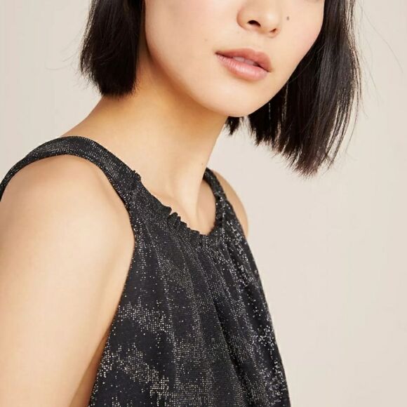 NWT S Anthropologie Carly Shimmer Top Keyhole - Picture 2 of 16